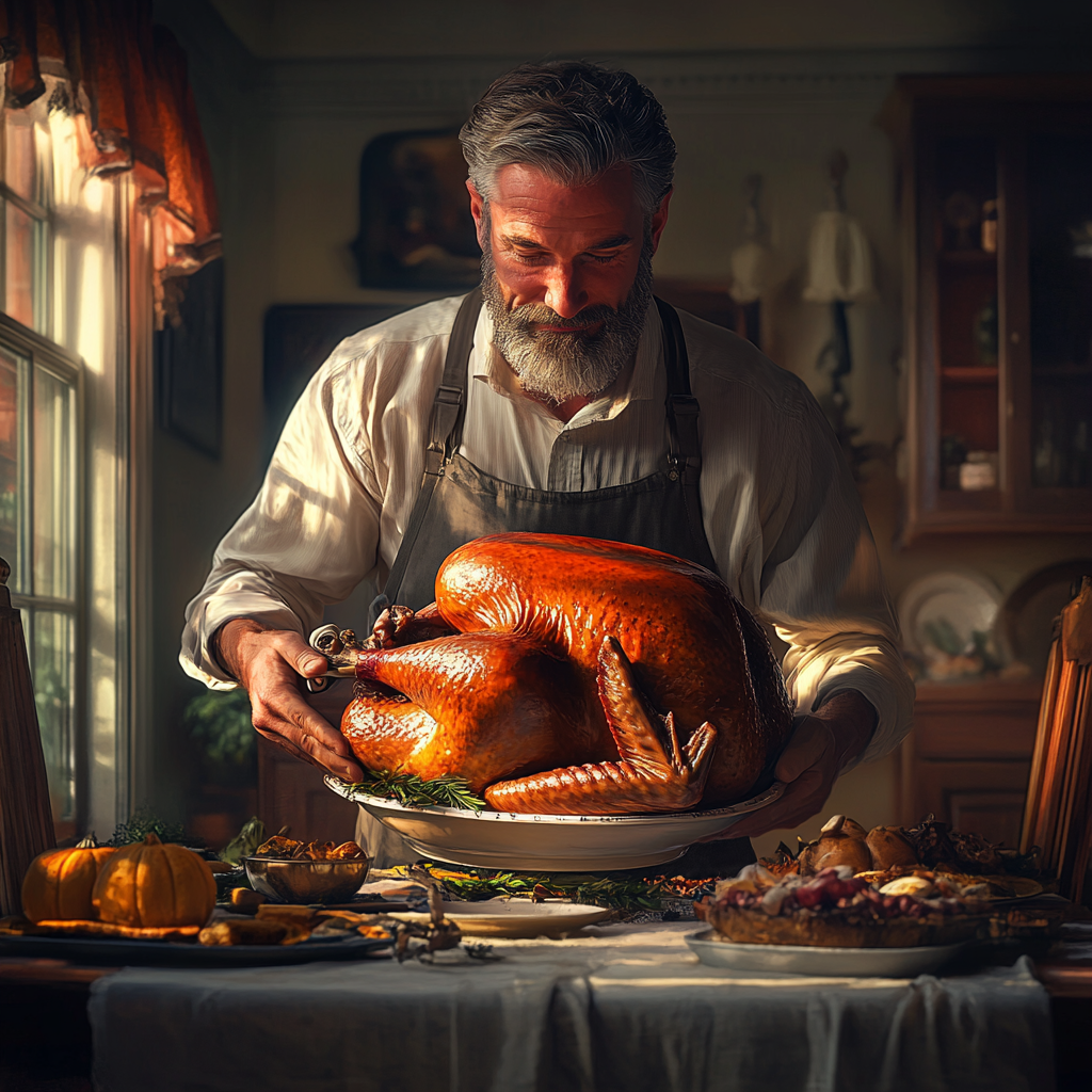 Man with Thanksgiving Turkey
